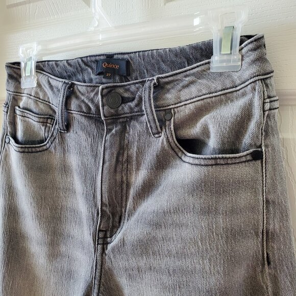 Quince Bella Straight Stretch Relaxed Jeans High Rise Organic Cotton Stonewashed - Picture 2 of 10